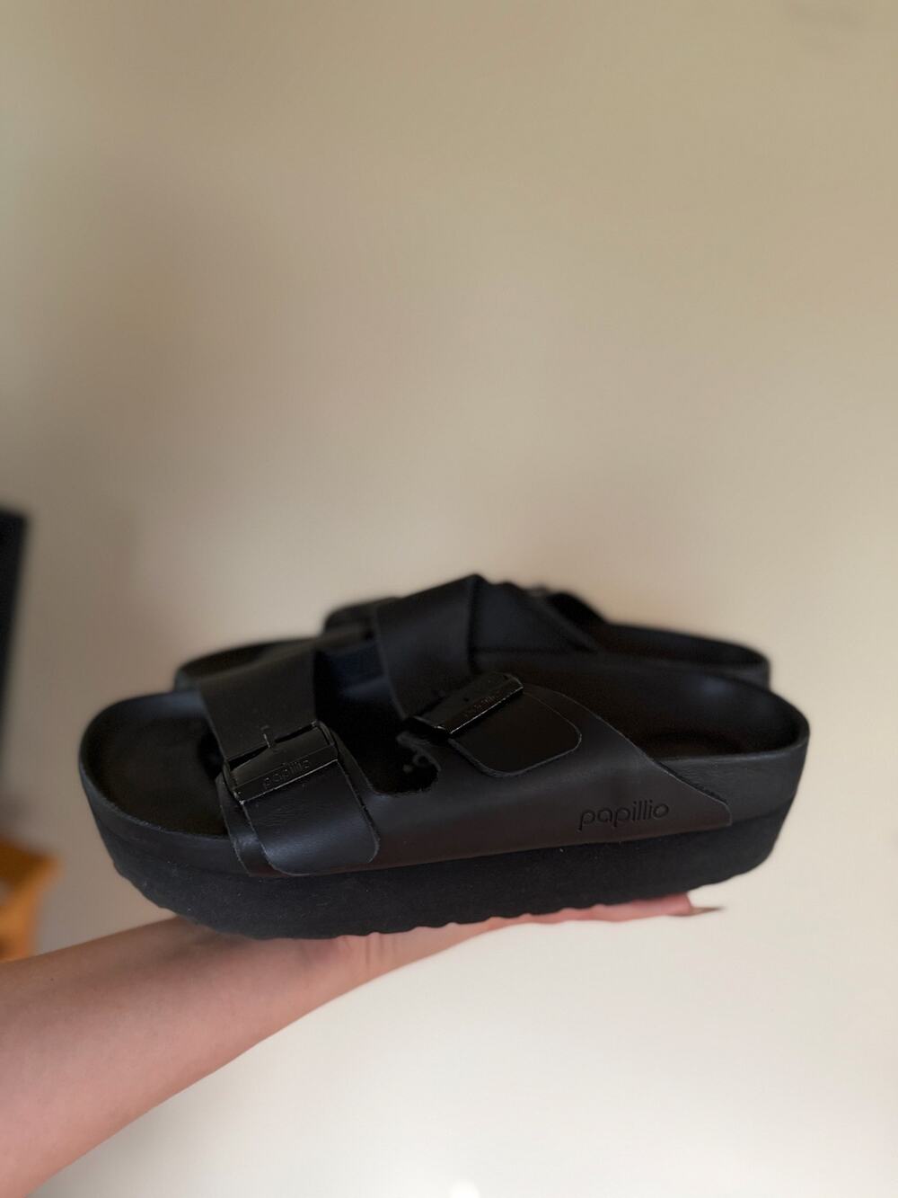 Black Arizona Flex Platform Exquisite Narrow Birkenstocks